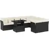 vidaXL Salon de jardin 10 pcs avec coussins noir résine tressée