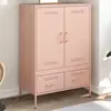vidaXL Buffet haut rose 68x39x101,5 cm acier laminé à froid