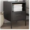 vidaXL Table de chevet noir 36x39x50,5 cm acier laminé à froid