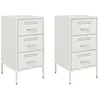vidaXL Tables de chevet 2 pcs blanc 36x39x68 cm acier laminé à froid