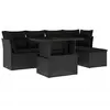 vidaXL Salon de jardin 6 pcs avec coussins noir résine tressée