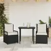 vidaXL Ensemble à manger de jardin avec coussins 3 pcs Noir