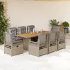 vidaXL Ensemble à manger de jardin et coussins 9 pcs beige Poly rotin