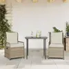 vidaXL Ensemble à manger de jardin et coussins 3 pcs Beige poly rotin