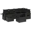 vidaXL Salon de jardin 7 pcs avec coussins noir résine tressée