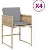 vidaXL Chaises de jardin avec coussins lot de 4 mélange beige