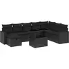 vidaXL Salon de jardin 9 pcs avec coussins noir résine tressée