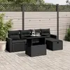 vidaXL Salon de jardin 6 pcs avec coussins noir résine tressée