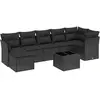 vidaXL Salon de jardin 8 pcs avec coussins noir résine tressée
