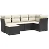 vidaXL Salon de jardin 6 pcs avec coussins noir résine tressée