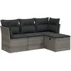 vidaXL Salon de jardin 4 pcs avec coussins gris résine tressée