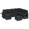 vidaXL Salon de jardin 8 pcs avec coussins noir résine tressée