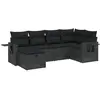 vidaXL Salon de jardin 6 pcs avec coussins noir résine tressée