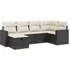 vidaXL Salon de jardin 6 pcs avec coussins noir résine tressée