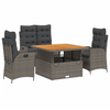 vidaXL Ensemble à manger jardin 4pcs et coussins Gris Résine tressée