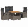 vidaXL Ensemble à manger jardin 4pcs et coussins Gris Résine tressée