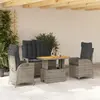 vidaXL Ensemble à manger jardin 4pcs et coussins Gris Résine tressée