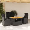 vidaXL Ensemble à manger de jardin 4 pcs avec coussins noir