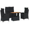 vidaXL Ensemble à manger de jardin 4 pcs avec coussins noir