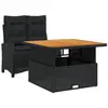 vidaXL Ensemble à manger de jardin coussins 2pcs noir résine tressée