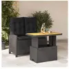 vidaXL Ensemble à manger de jardin coussins 2pcs noir résine tressée