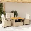 vidaXL Ensemble à manger de jardin coussins 4 pcs beige résine tressée