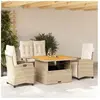 vidaXL Ensemble à manger de jardin coussins 4 pcs beige résine tressée