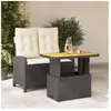 vidaXL Ensemble à manger de jardin coussins 2pcs noir résine tressée