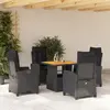 vidaXL Ensemble à manger de jardin coussins 5pcs Noir Résine tressée