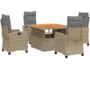 vidaXL Ensemble à manger de jardin avec coussins 5pcs Beige poly rotin