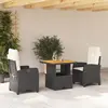 vidaXL Ensemble à manger de jardin avec coussins 3 pcs Noir
