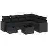 vidaXL Salon de jardin 8 pcs avec coussins noir résine tressée