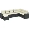 vidaXL Salon de jardin 8 pcs avec coussins noir résine tressée