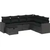 vidaXL Salon de jardin 7 pcs avec coussins noir résine tressée