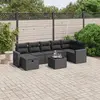 vidaXL Salon de jardin 8 pcs avec coussins noir résine tressée