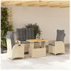 vidaXL Ensemble à manger de jardin coussins 4 pcs beige résine tressée