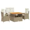 vidaXL Ensemble à manger de jardin coussins 4 pcs beige résine tressée