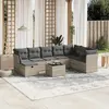 vidaXL Salon de jardin 9 pcs avec coussins gris clair résine tressée