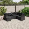 vidaXL Salon de jardin 7 pcs avec coussins noir résine tressée