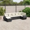 vidaXL Salon de jardin 7 pcs avec coussins noir résine tressée