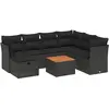 vidaXL Salon de jardin 8 pcs avec coussins noir résine tressée