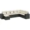vidaXL Salon de jardin 8 pcs avec coussins noir résine tressée