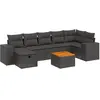 vidaXL Salon de jardin 8 pcs avec coussins noir résine tressée