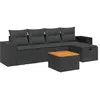 vidaXL Salon de jardin 6 pcs avec coussins noir résine tressée