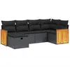 vidaXL Salon de jardin 6 pcs avec coussins noir résine tressée