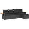 vidaXL Salon de jardin 5 pcs avec coussins noir résine tressée