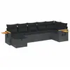 vidaXL Salon de jardin 7 pcs avec coussins noir résine tressée