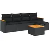 vidaXL Salon de jardin 6 pcs avec coussins noir résine tressée