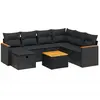 vidaXL Salon de jardin 8 pcs avec coussins noir résine tressée