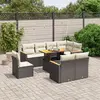 vidaXL Salon de jardin 9 pcs avec coussins noir résine tressée